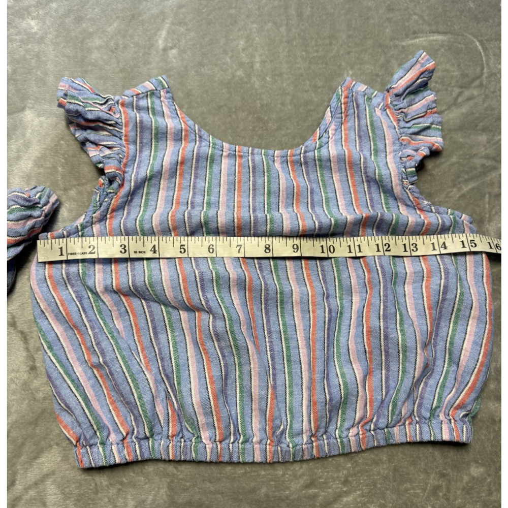 GAP‎ Kids Blue Stripe Skirt Set XL Youth Girls Two Piece Crop Top Outfit Linen - Picture 3 of 10